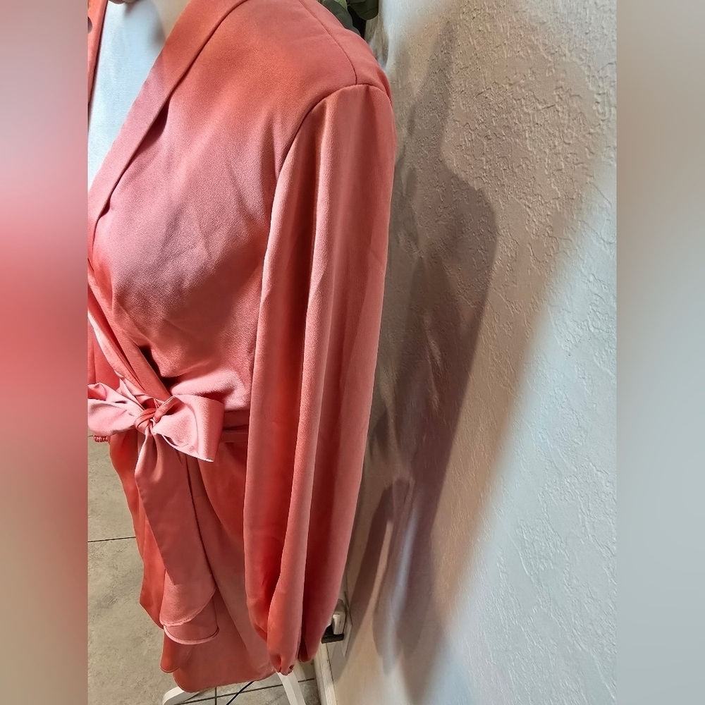 Alex Marie Coral Long Sleeve Wrap Dress Size 10 - Picture 4 of 7